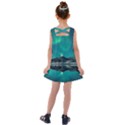 Blue And Green Sky And Mountain Kids  Cross Back Dress View2