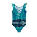 Blue And Green Sky And Mountain Kids  Frill Swimsuit View2