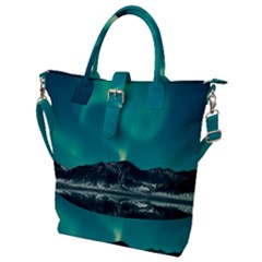 Blue And Green Sky And Mountain Buckle Top Tote Bag