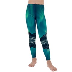 Blue And Green Sky And Mountain Kids  Lightweight Velour Leggings