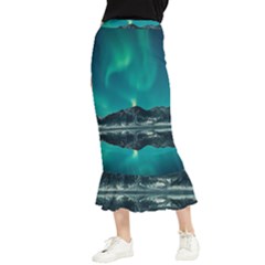 Blue And Green Sky And Mountain Maxi Fishtail Chiffon Skirt by Jancukart