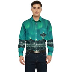 Blue And Green Sky And Mountain Men s Long Sleeve Pocket Shirt 