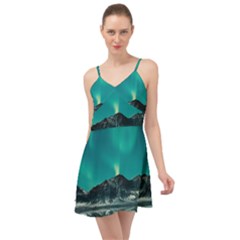 Blue And Green Sky And Mountain Summer Time Chiffon Dress