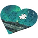 Blue And Green Sky And Mountain Wooden Puzzle Heart View2