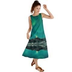 Blue And Green Sky And Mountain Summer Maxi Dress