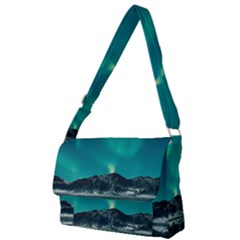 Blue And Green Sky And Mountain Full Print Messenger Bag (l)