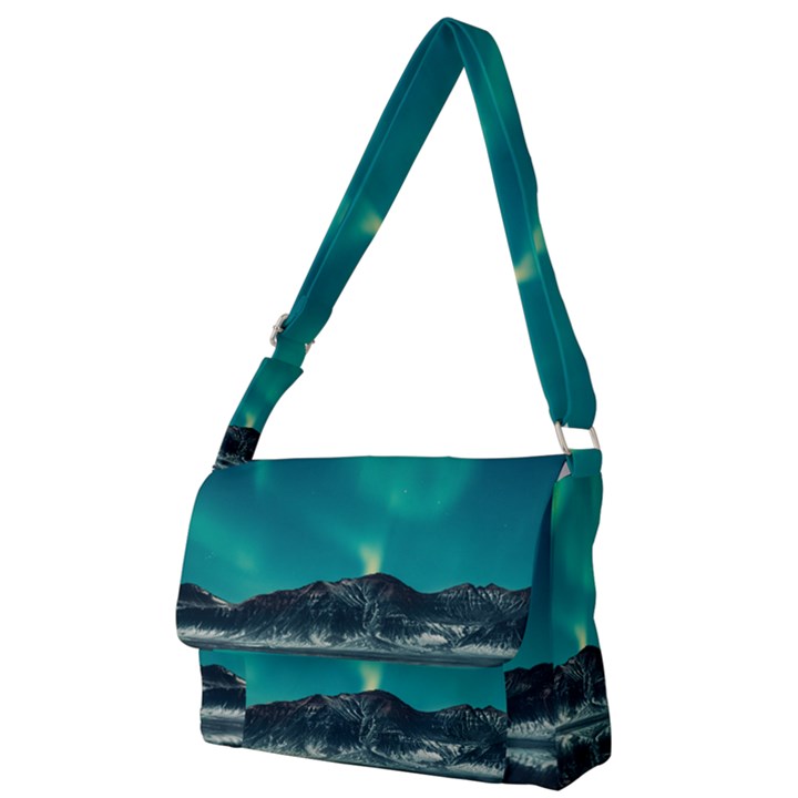 Blue And Green Sky And Mountain Full Print Messenger Bag (L)