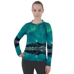 Blue And Green Sky And Mountain Women s Pique Long Sleeve Tee