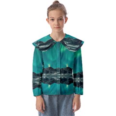 Blue And Green Sky And Mountain Kids  Peter Pan Collar Blouse