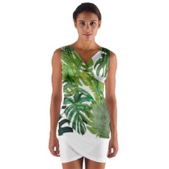 Tropical Jungle Leaf T- Shirt J U N G L E T R O P I C A L P A T T E R N T- Shirt Wrap Front Bodycon Dress by maxcute