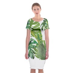 Tropical Jungle Leaf T- Shirt J U N G L E T R O P I C A L P A T T E R N T- Shirt Classic Short Sleeve Midi Dress by maxcute