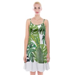 Tropical Jungle Leaf T- Shirt J U N G L E T R O P I C A L P A T T E R N T- Shirt Spaghetti Strap Velvet Dress