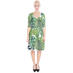 Tropical Jungle Leaf T- Shirt J U N G L E T R O P I C A L P A T T E R N T- Shirt Wrap Up Cocktail Dress by maxcute