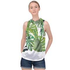 Tropical Jungle Leaf T- Shirt J U N G L E T R O P I C A L P A T T E R N T- Shirt High Neck Satin Top by maxcute