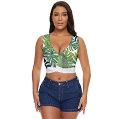 Tropical Jungle Leaf T- Shirt J U N G L E T R O P I C A L P A T T E R N T- Shirt Women s Sleeveless Wrap Top by maxcute