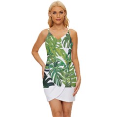 Tropical Jungle Leaf T- Shirt J U N G L E T R O P I C A L P A T T E R N T- Shirt Wrap Tie Front Dress by maxcute