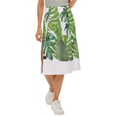 Tropical Jungle Leaf T- Shirt J U N G L E T R O P I C A L P A T T E R N T- Shirt Midi Panel Skirt