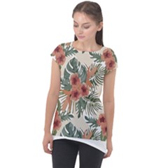 Tropical T- Shirt Tropical Attractive Floral T- Shirt Cap Sleeve High Low Top by maxcute