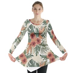 Tropical T- Shirt Tropical Attractive Floral T- Shirt Long Sleeve Tunic  by maxcute