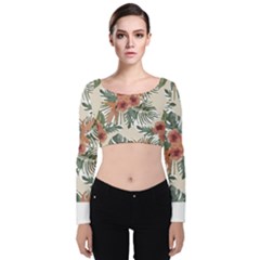 Tropical T- Shirt Tropical Attractive Floral T- Shirt Velvet Long Sleeve Crop Top by maxcute