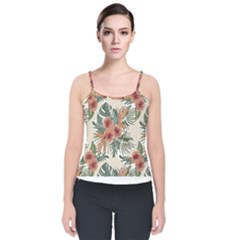 Tropical T- Shirt Tropical Attractive Floral T- Shirt Velvet Spaghetti Strap Top by maxcute