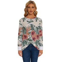 Tropical T- Shirt Tropical Attractive Floral T- Shirt Long Sleeve Crew Neck Pullover Top