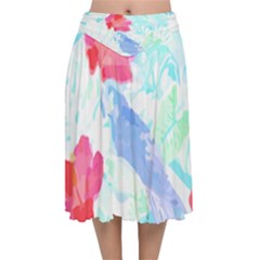 Tropical T- Shirt Tropical Attractive Forest T- Shirt Velvet Flared Midi Skirt by maxcute