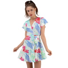 Tropical T- Shirt Tropical Attractive Forest T- Shirt Flutter Sleeve Wrap Dress by maxcute