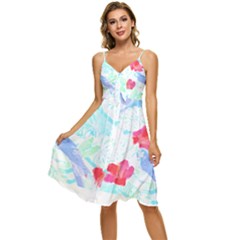 Tropical T- Shirt Tropical Attractive Forest T- Shirt Sleeveless Tie Front Chiffon Dress