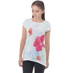 Tropical T- Shirt Tropical Beautiful Meadow T- Shirt Cap Sleeve High Low Top by maxcute