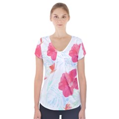 Tropical T- Shirt Tropical Beautiful Meadow T- Shirt Short Sleeve Front Detail Top by maxcute