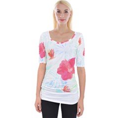 Tropical T- Shirt Tropical Beautiful Meadow T- Shirt Wide Neckline Tee