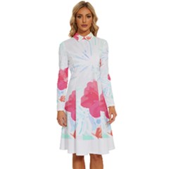 Tropical T- Shirt Tropical Beautiful Meadow T- Shirt Long Sleeve Shirt Collar A-line Dress