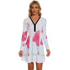 Tropical T- Shirt Tropical Beautiful Meadow T- Shirt Long Sleeve Deep V Mini Dress  by maxcute