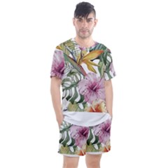 Tropical T- Shirt Tropical Bloom Decor T- Shirt Men s Mesh Tee And Shorts Set