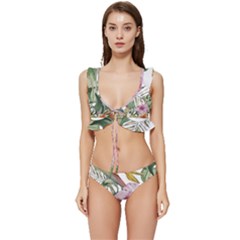 Tropical T- Shirt Tropical Bloom Decor T- Shirt Low Cut Ruffle Edge Bikini Set by maxcute