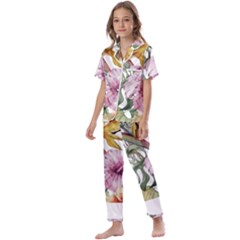 Tropical T- Shirt Tropical Bloom Decor T- Shirt Kids  Satin Short Sleeve Pajamas Set by maxcute