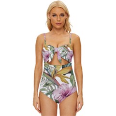 Tropical T- Shirt Tropical Bloom Decor T- Shirt Knot Front One-piece Swimsuit by maxcute