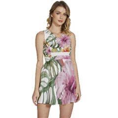 Tropical T- Shirt Tropical Bloom Decor T- Shirt Sleeveless High Waist Mini Dress