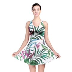 Tropical T- Shirt Tropical Bloom Wool Flowers T- Shirt Reversible Skater Dress