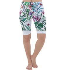 Tropical T- Shirt Tropical Bloom Wool Flowers T- Shirt Cropped Leggings 