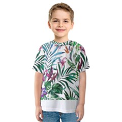 Tropical T- Shirt Tropical Bloom Wool Flowers T- Shirt Kids  Sport Mesh Tee