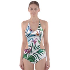 Tropical T- Shirt Tropical Bloom Wool Flowers T- Shirt Cut-Out One Piece Swimsuit