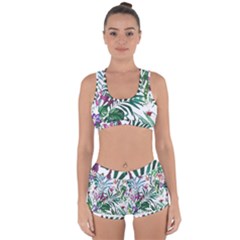 Tropical T- Shirt Tropical Bloom Wool Flowers T- Shirt Racerback Boyleg Bikini Set