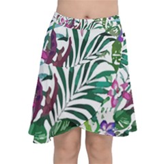 Tropical T- Shirt Tropical Bloom Wool Flowers T- Shirt Chiffon Wrap Front Skirt