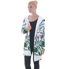 Tropical T- Shirt Tropical Bloom Wool Flowers T- Shirt Longline Hooded Cardigan