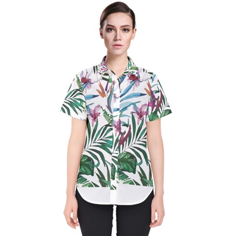 Tropical T- Shirt Tropical Bloom Wool Flowers T- Shirt Women s Short Sleeve Shirt by maxcute