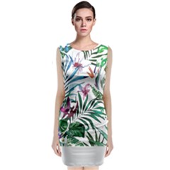 Tropical T- Shirt Tropical Bloom Wool Flowers T- Shirt Sleeveless Velvet Midi Dress