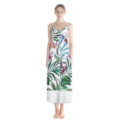 Tropical T- Shirt Tropical Bloom Wool Flowers T- Shirt Button Up Chiffon Maxi Dress