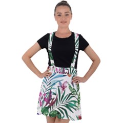 Tropical T- Shirt Tropical Bloom Wool Flowers T- Shirt Velvet Suspender Skater Skirt